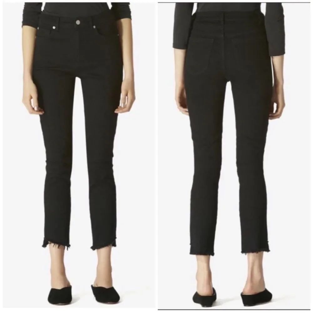 Avec Les Filles black skinny Jeans raw frayed hem high rise 30